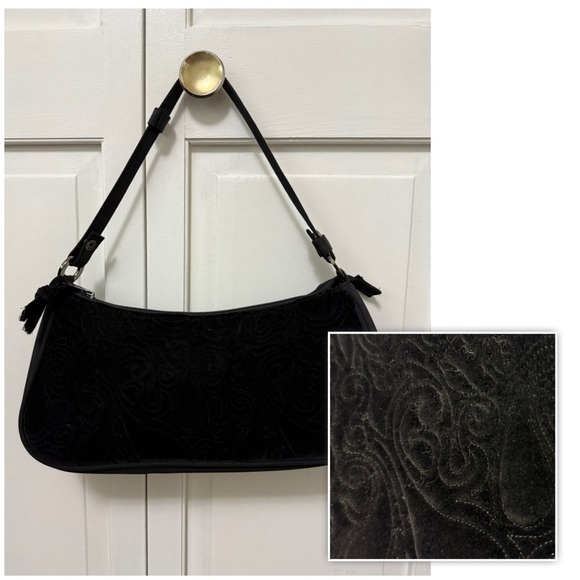 Y2K Donna Sharp Mini Micro Purse Black Velvet Whimsigoth Grunge NWOT - Picture 1 of 9
